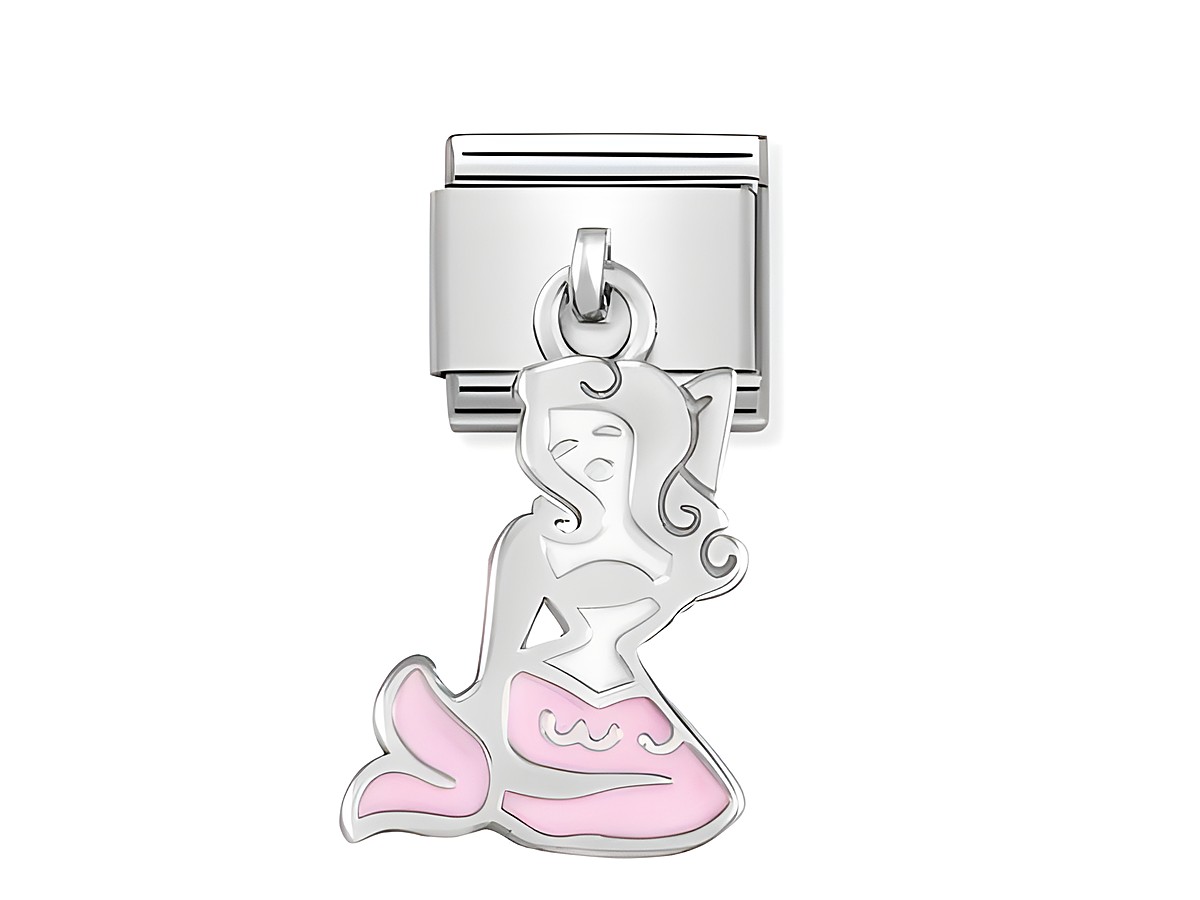 Charm in Form einer Meerjungfrau aus Silber mit rosa Akzenten, geeignet für die Nomination Classic Kollektion, Artikelnummer 331805 11, Hersteller: Nomination.