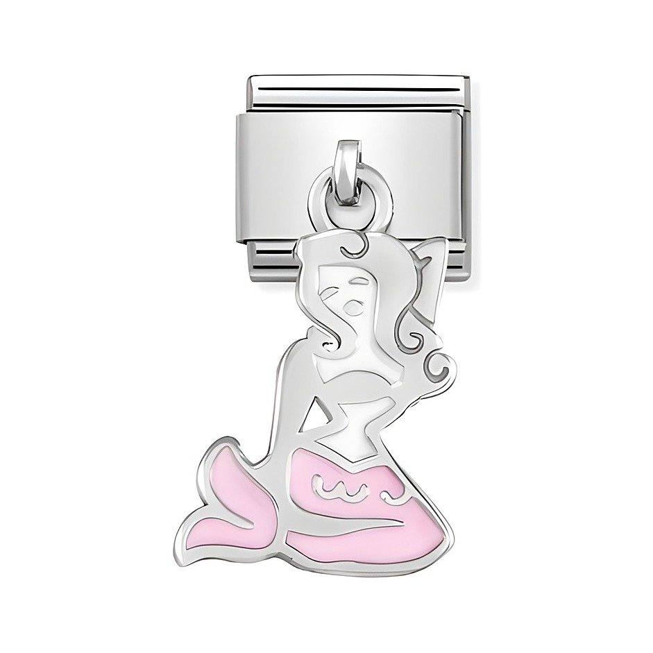Charm in Form einer Meerjungfrau aus Silber mit rosa Akzenten, geeignet für die Nomination Classic Kollektion, Artikelnummer 331805 11, Hersteller: Nomination.