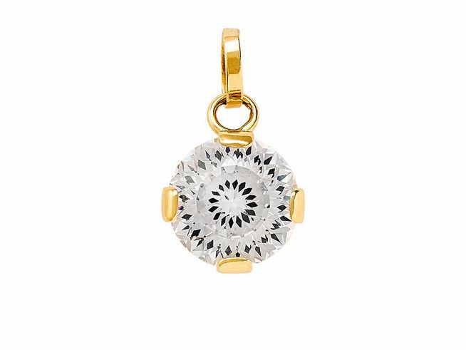 Gelbgold 585 Anhänger von Xenox mit polierter Oberfläche und einem funkelnden Zirkonia, der in einer ansprechenden Fassung eingefasst ist, ideal für eleganten Schmuck.