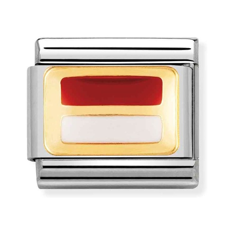 Nomination Composable Classic Charm Flagge Monaco - Edelstahl, Gold 750 Gelbgold, Emaille