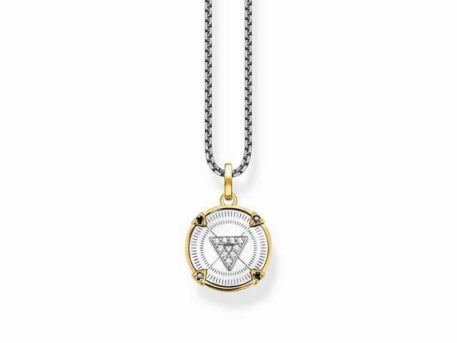 Thomas Sabo Kette KE2151-849-7-L50V aus Sterling Silber mit vergoldetem Gelbgold Anhänger, geschwungen, Zirkonia Besatz, 50 cm verstellbar, edles Design für stilvolle Akzente.