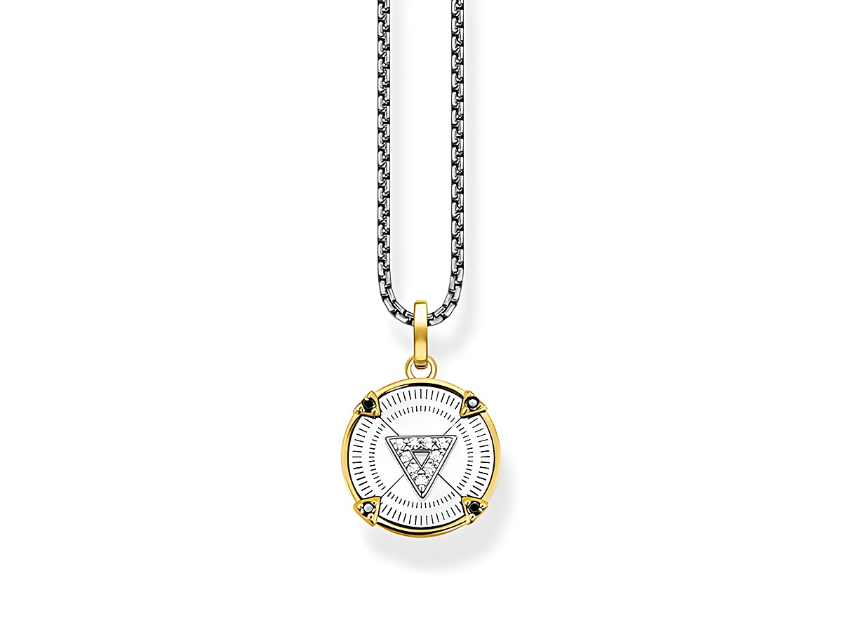 Thomas Sabo Kette KE2151-849-7-L50V aus Sterling Silber mit vergoldetem Gelbgold Anhänger, geschwungen, Zirkonia Besatz, 50 cm verstellbar, edles Design für stilvolle Akzente.