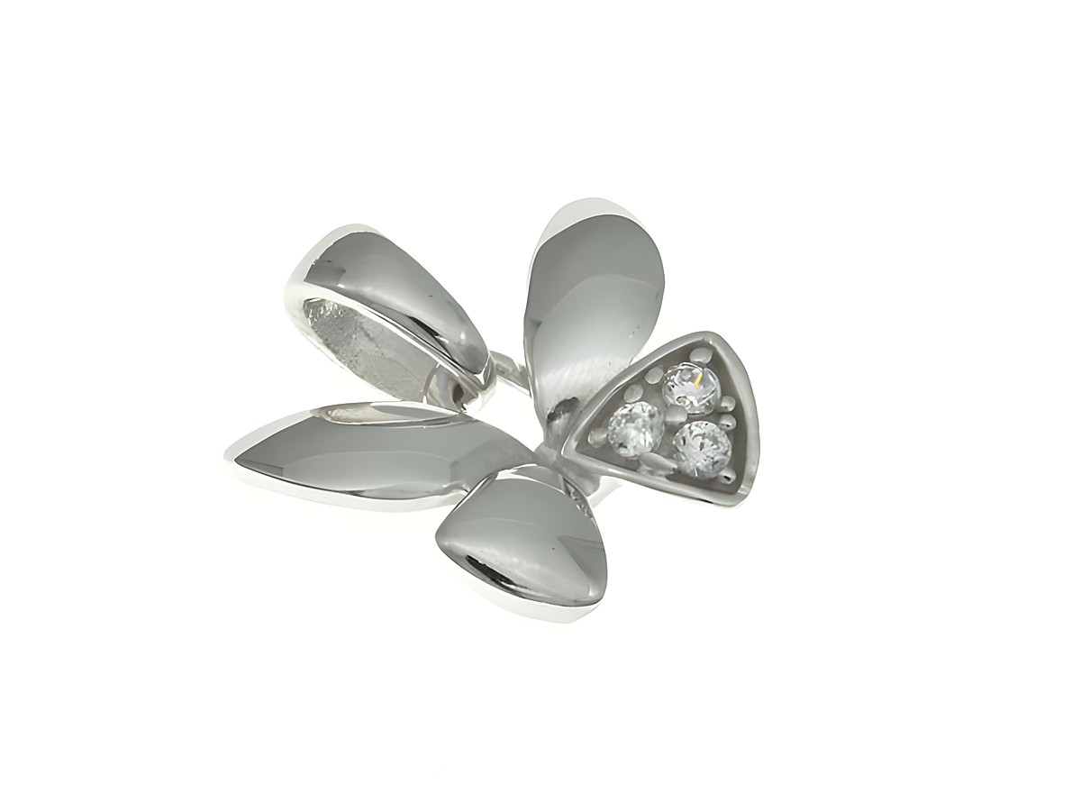 Schmetterling Anhänger aus rhodiniertem Sterling Silber mit Zirkonia, designed für Kinder, zeigt ein filigranes und glänzendes Design, ideal als Schmuckstück für junge Mädchen.