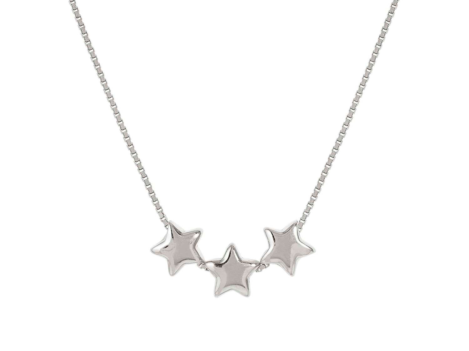 Sterling Silber 241305 07 Stern rhodiniertes Collier von Nomination Armonica mit einer filigranen Kette und drei eleganten Sternanhängern in polierter Ausführung.