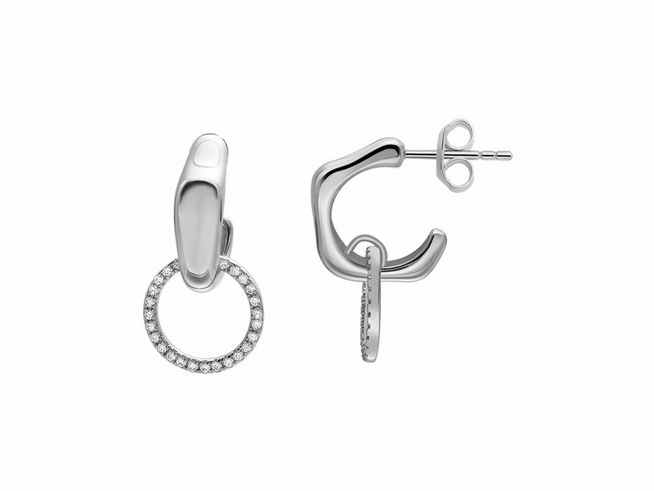 Xenox Sterling Silber Ohrringe XS2278 SUNRISE mit einem modernen Design, featuring einen funkelnden Kreis aus Zirkonia und einem eleganten Verschluss, ideal für jeden Anlass.