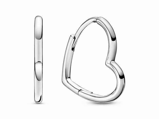 298307000-0 Asymmetrische Herzen Ohrringe aus Sterling Silber von Pandora, stilvolles Design mit einer offenen Herzform, die elegant und modern wirkt, perfekt für jeden Anlass.