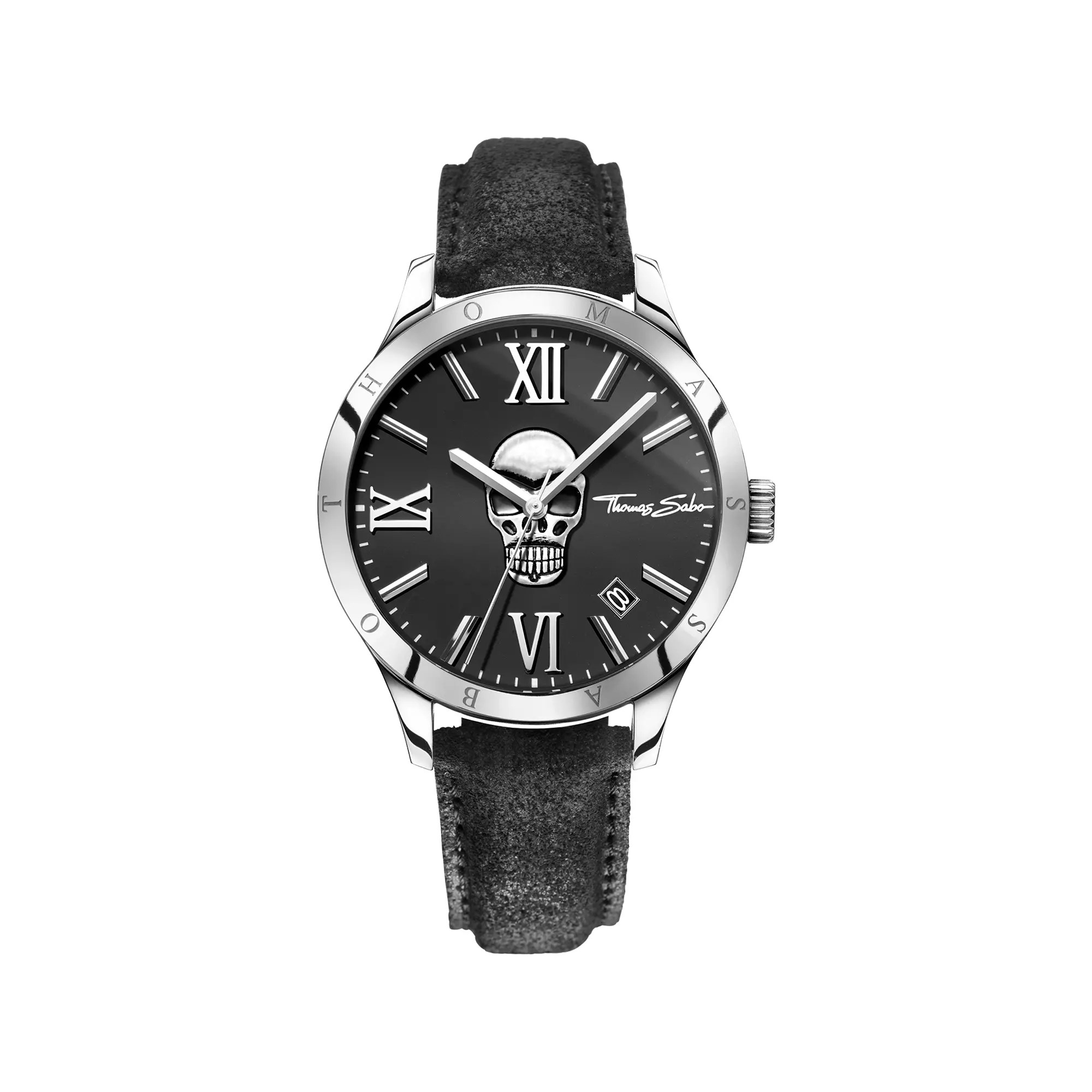 Thomas Sabo Edelstahlgehäuse - Lederband schwarz - Herrenuhr