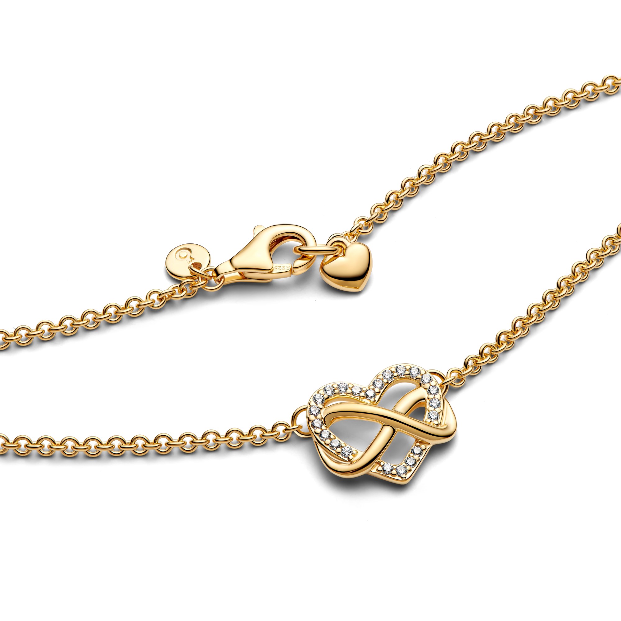 Pandora Funkelnde Unendlichkeits-Herz Collier-Halskette - Gelbgold Vergoldung - Zirkonia klar - 50 cm – Ansicht 3