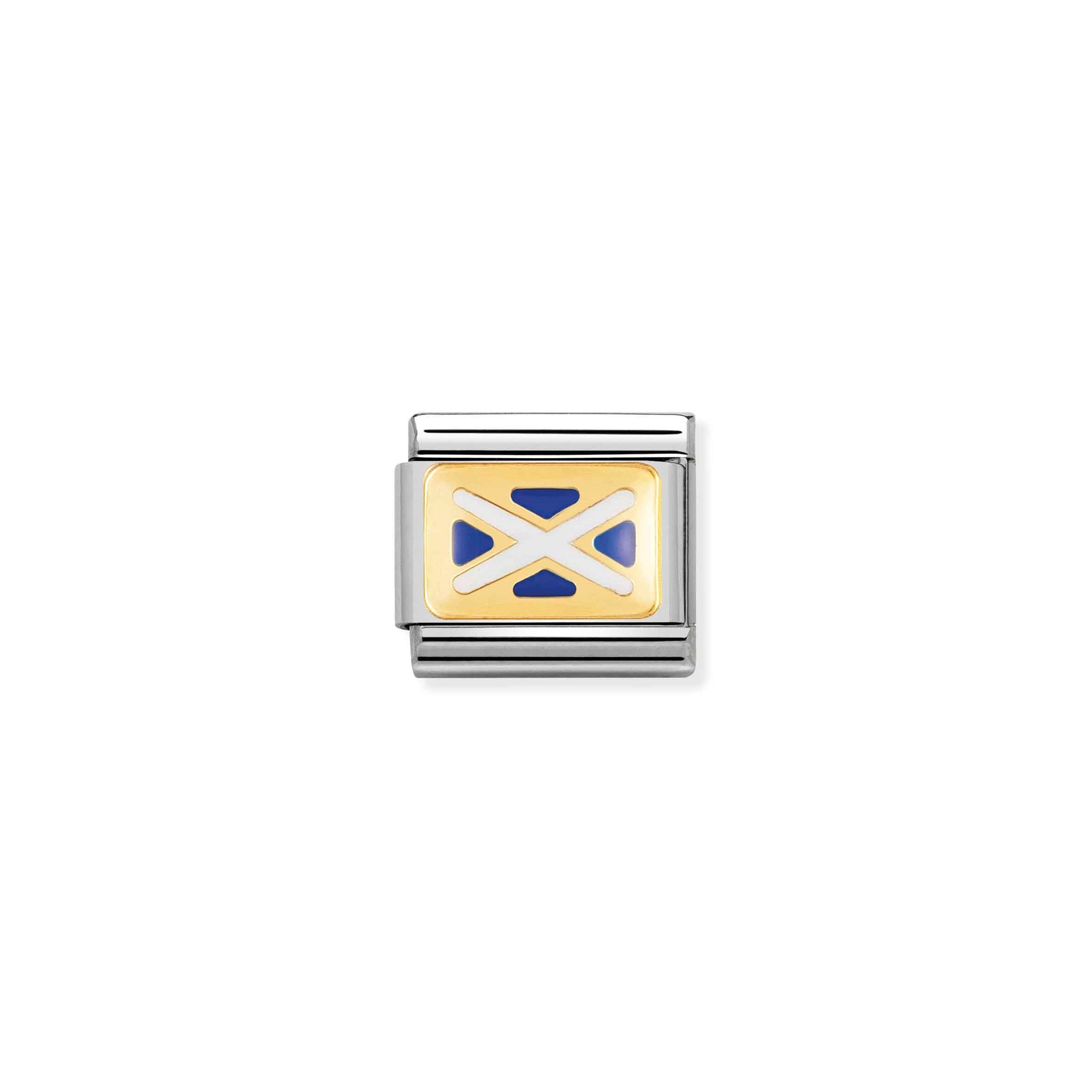Nomination Composable Classic Charm Flagge Schottland - Edelstahl, Gold 750 Gelbgold, Emaille