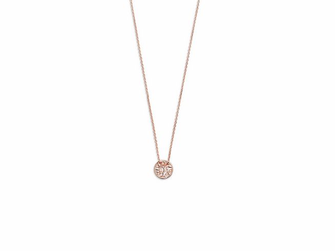 Xenox Sterling Silber Kette XS3565R mit Baum des Lebens Anhänger in Roségold vergoldet, Ankerkette, Länge 40-45 cm, elegantes und symbolisches Schmuckstück.