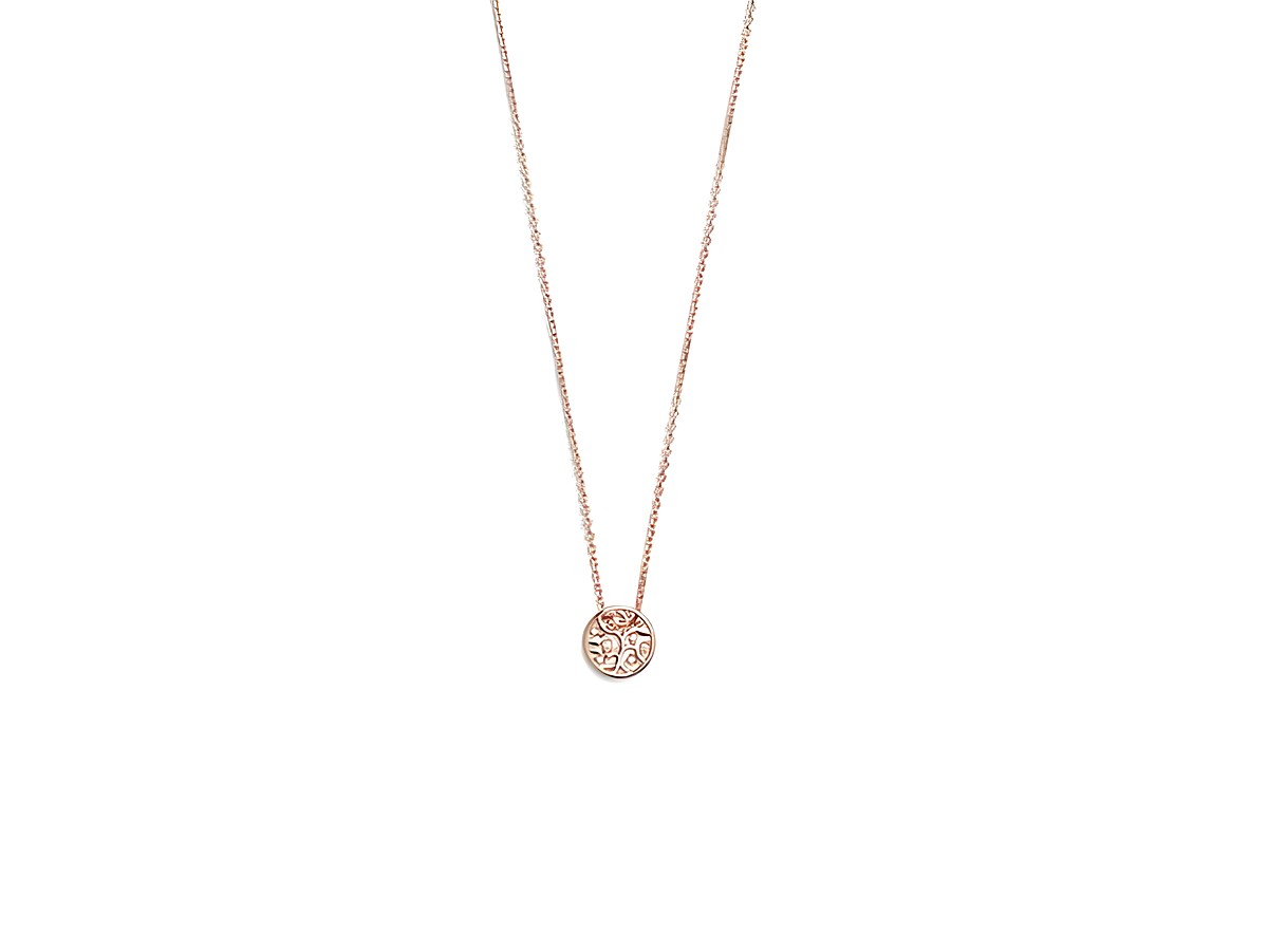 Xenox Sterling Silber Kette XS3565R mit Baum des Lebens Anhänger in Roségold vergoldet, Ankerkette, Länge 40-45 cm, elegantes und symbolisches Schmuckstück.