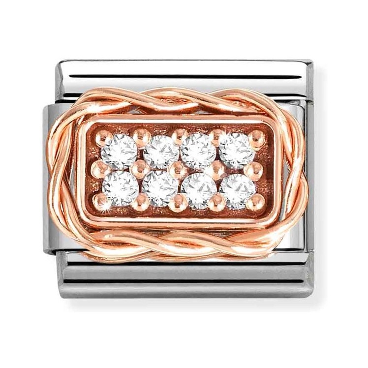 Nomination Composable Classic Charm Pavé weiß - Edelstahl, Roségold, Zirkonia