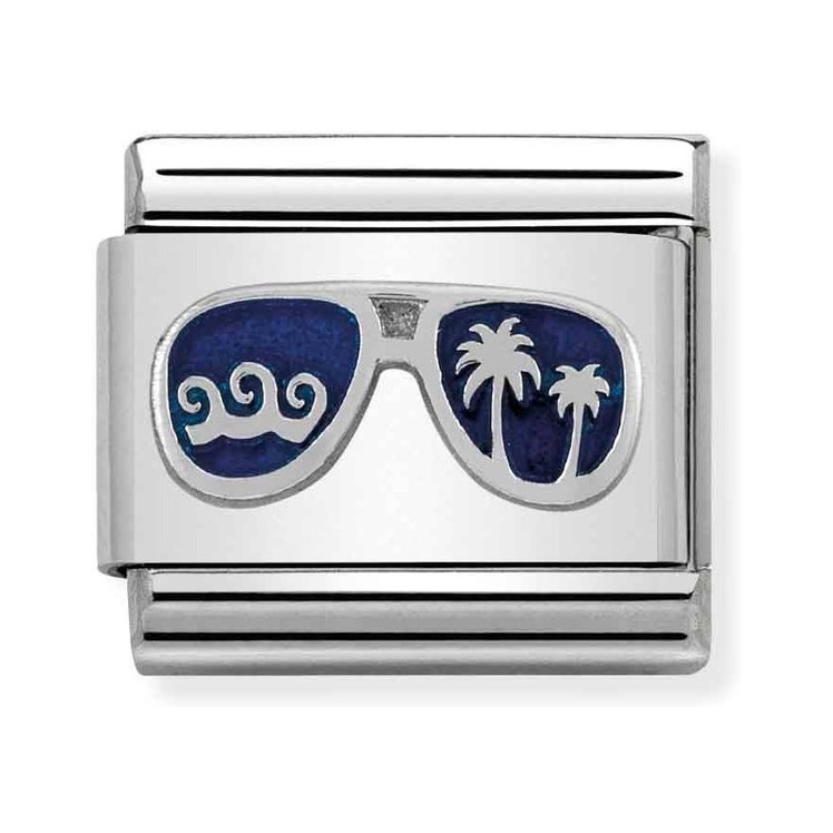 Nomination Composable Classic Charm Sonnenbrille Miami blau - Edelstahl, Silber 925, Emaille