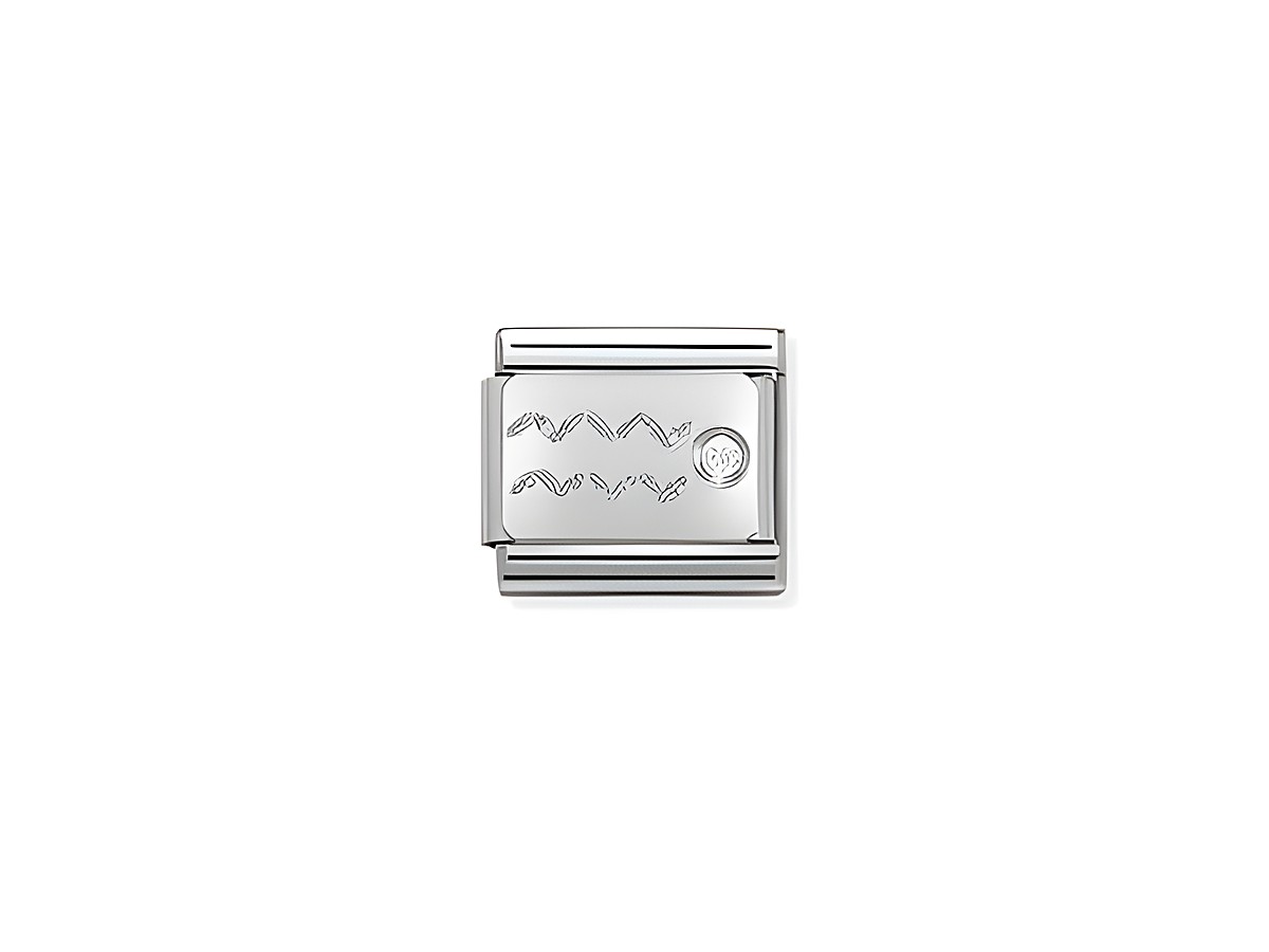 Silbernes Armbandglieder mit dem Sternzeichen Wassermann und Zirkonia, von Nomination, elegant gestaltet und ideal für Schmuckliebhaber, die Astrologie schätzen.