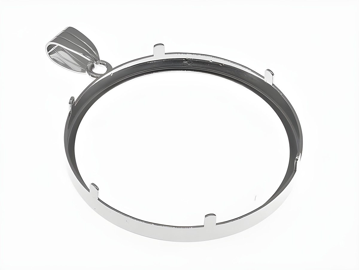Schlichter Anhänger aus 925 Sterling Silber, rhodiniert, für Münzen bis 36 mm Durchmesser, geeignet für Münzen bis 4,0 cm, Hersteller Juwelier Harnisch. – Ansicht 2