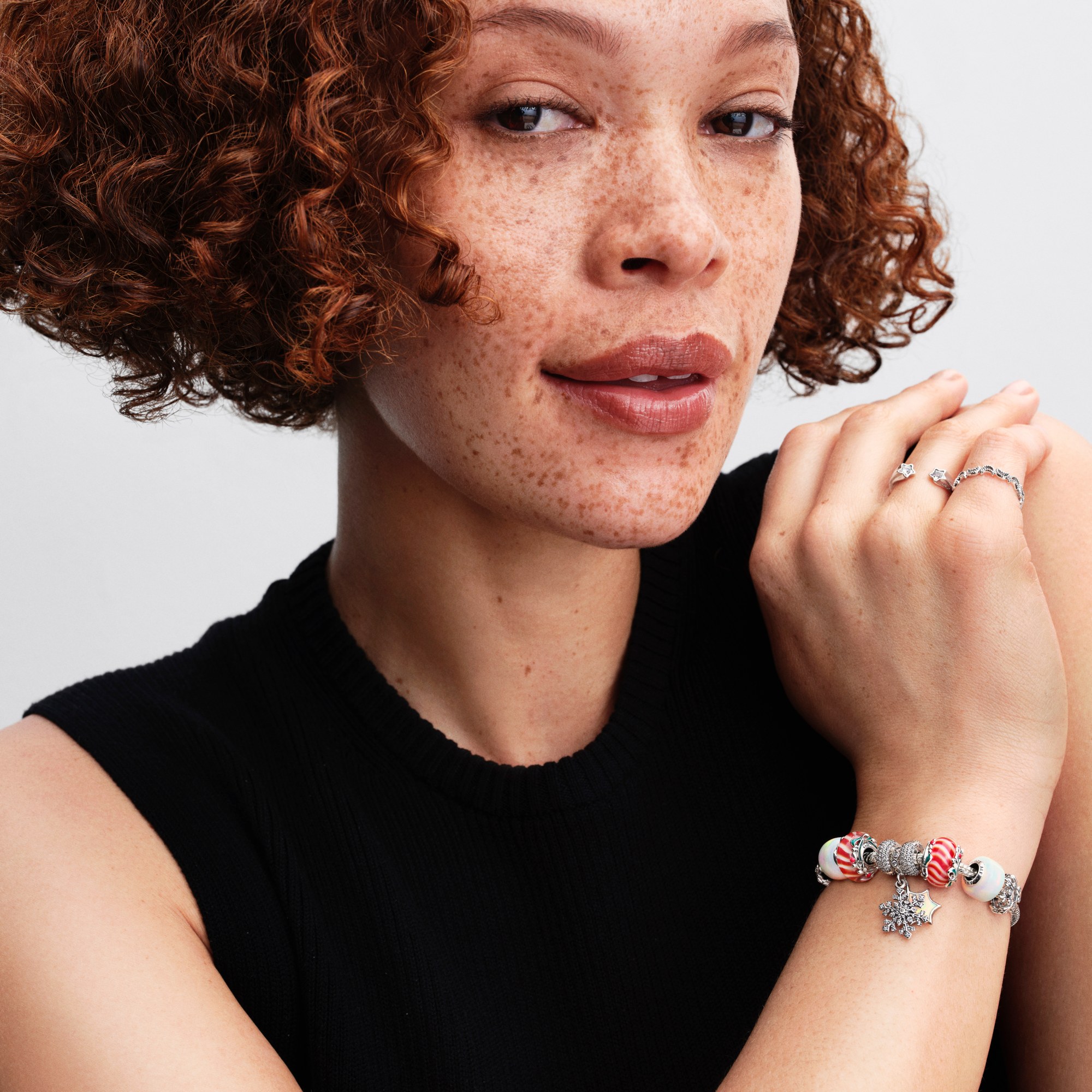 Pandora Schillernde Schneeflocke Doppelter Charm - Sterling Silber - Resin Zirkonia – Ansicht 5