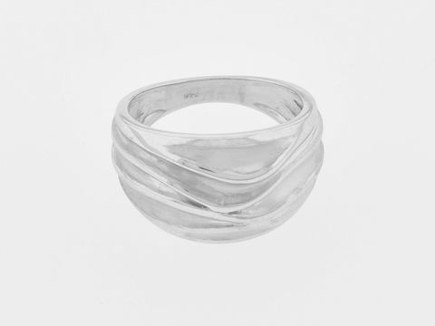 Ring Silber rhod. in Größe 52, edel und teilmattiert, mit Wellen-Design, Hersteller Juwelier Harnisch, ideal bis Größe 52 / 16,5.