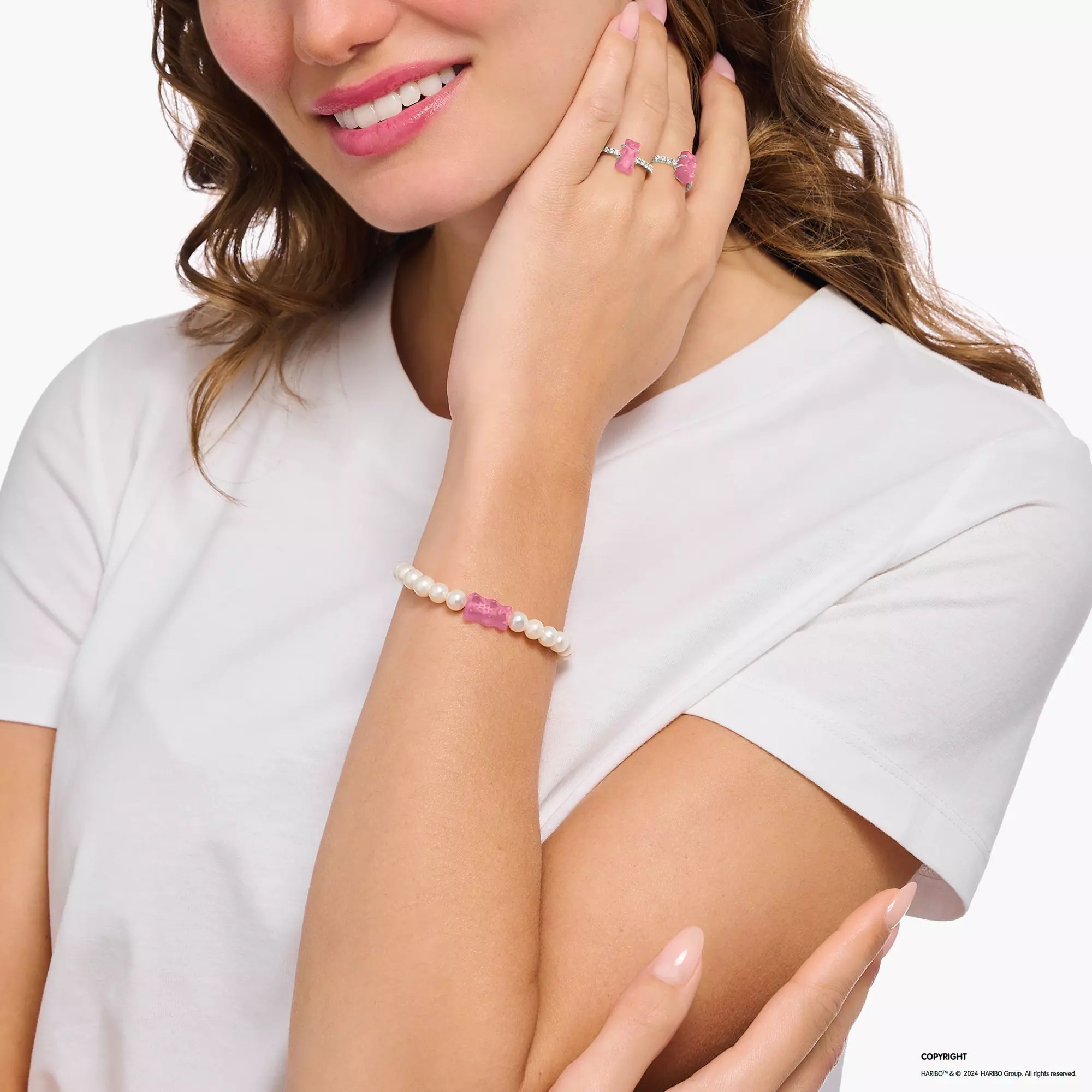 Thomas Sabo Armband - HARIBO Gummibärchen - Goldbär - Silber & Zuchtperlen - Rosa-Pink - 15 cm – Ansicht 2