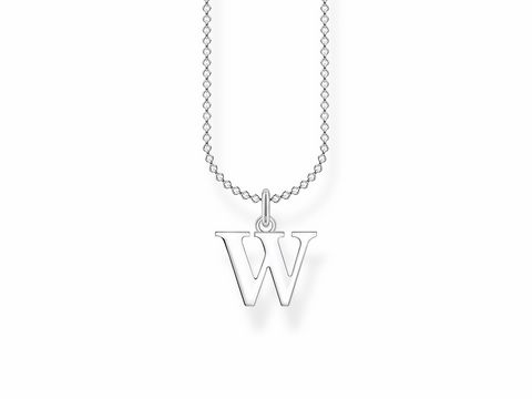 Kette mit einem silbernen Anhänger in Form des Buchstabens W aus der Thomas Sabo Charming Collection. Die Länge der Kette beträgt 38-40-42-45 cm.
