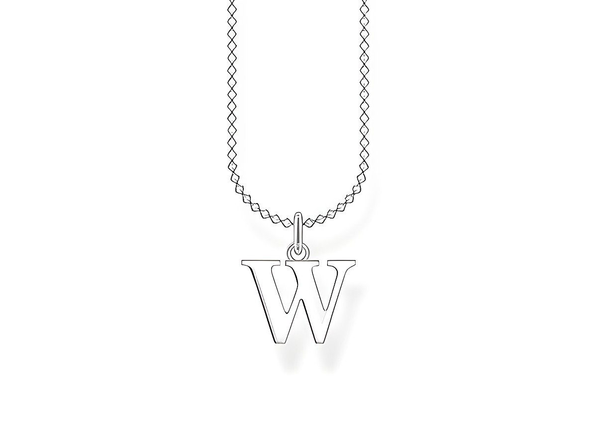 Kette mit einem silbernen Anhänger in Form des Buchstabens W aus der Thomas Sabo Charming Collection. Die Länge der Kette beträgt 38-40-42-45 cm.