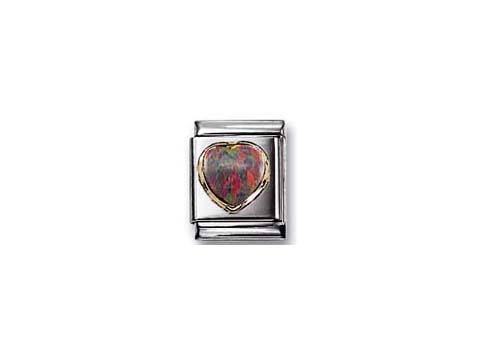 Nomination Big Steine Herz Opal rot 032503 08, Hersteller Nomination, schmuckstück mit einem herzförmigen, bunten Opalstein in einer eleganten Fassung, ideal für individuellen Schmuck.