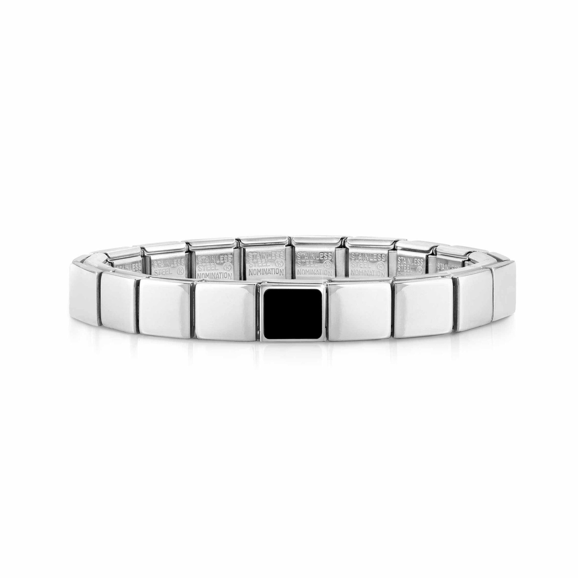 Nomination Classic GLAM Armband Edelstahl Silber - Square SCHWARZ AGATE