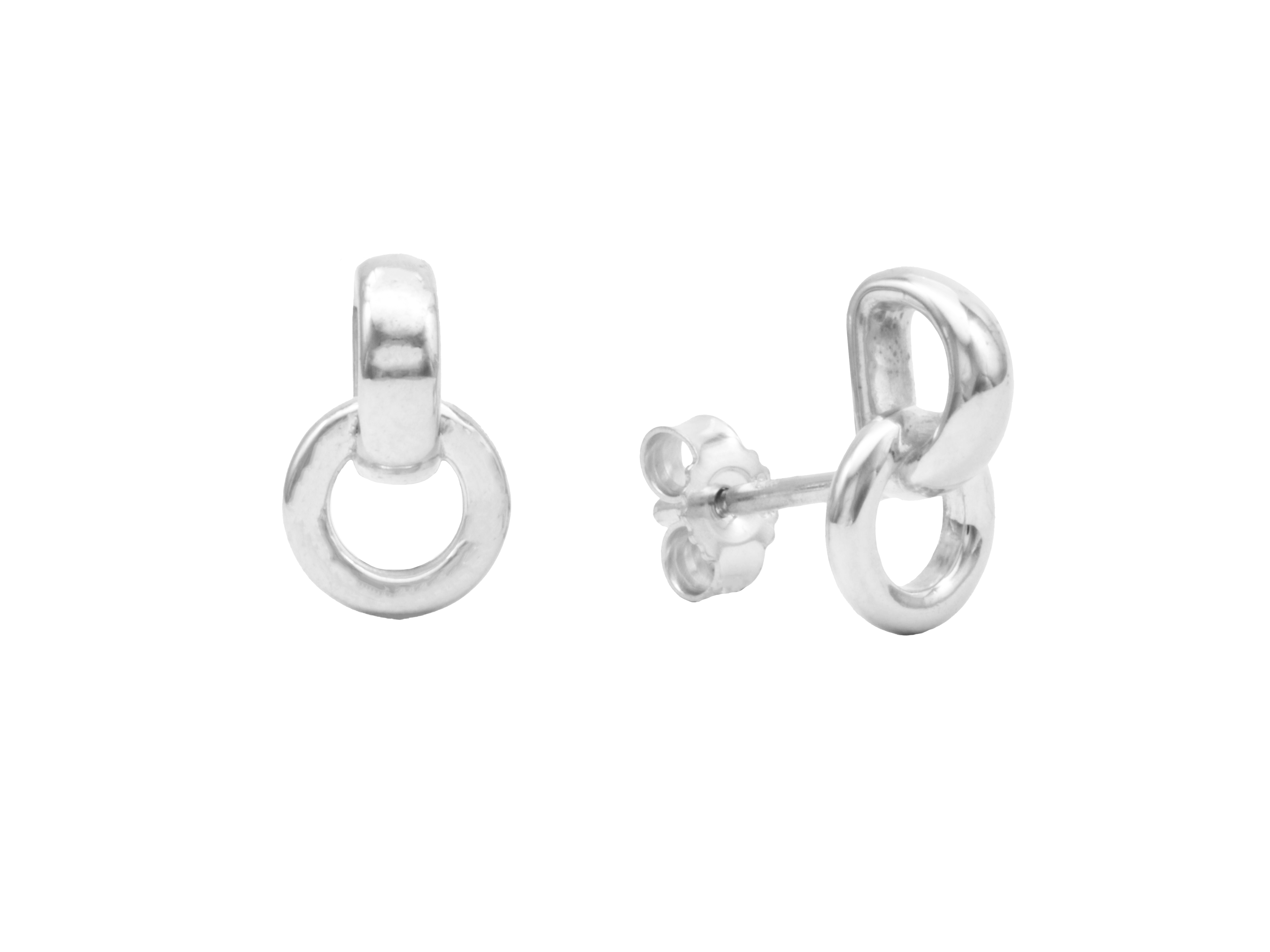 Ohrstecker Abstraktringe aus Sterling Silber 925, vergoldet und poliert in Gelbgold, vom Hersteller Juwelier Harnisch, ohne Stein, elegantes und zeitloses Design.