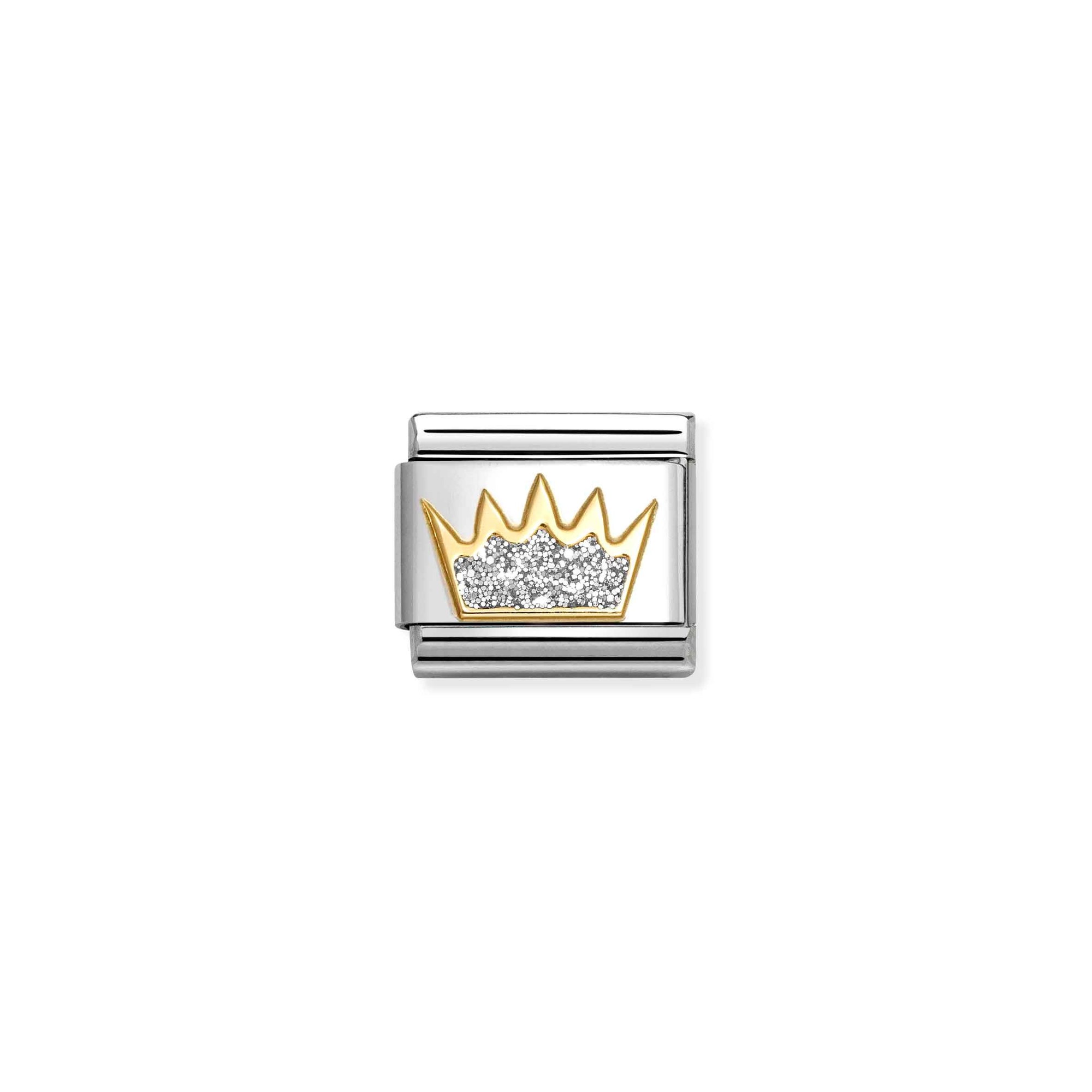 Nomination Composable Classic Charm Krone silber - Edelstahl, Gold 750 Gelbgold, Zirkonia