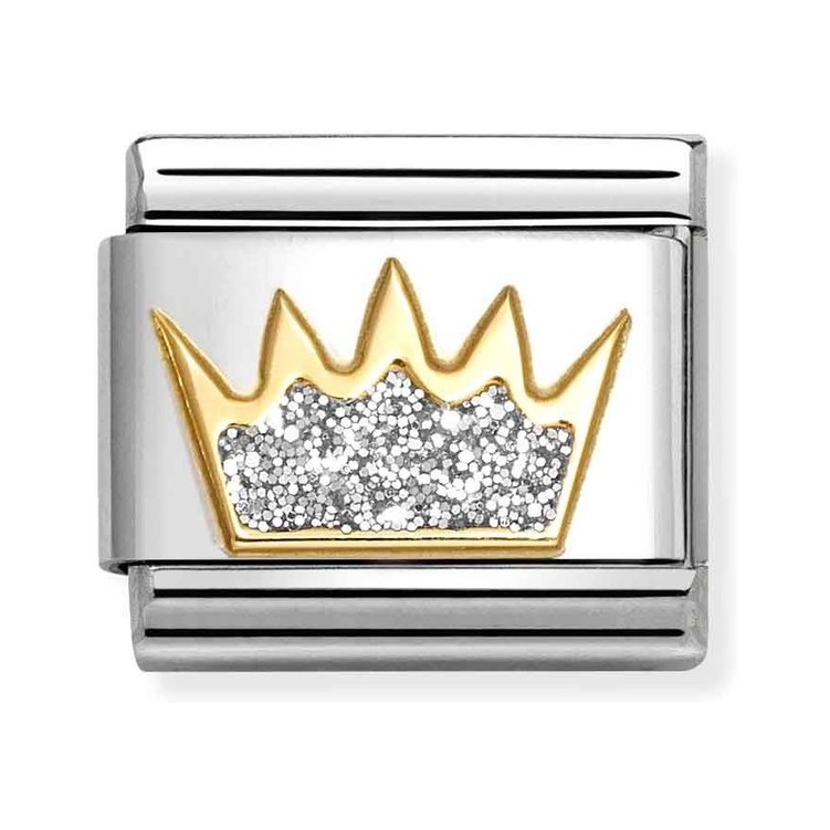 Nomination Composable Classic Charm Krone silber - Edelstahl, Gold 750 Gelbgold, Zirkonia