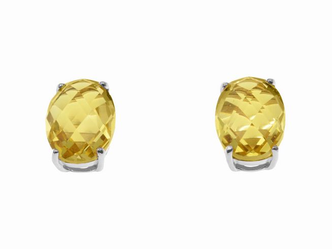 Ohrringe Oval Tropfen aus rhodiniertem Sterling Silber mit Zirkonia in gelber Farbe, elegant und zeitlos, ideal für festliche Anlässe oder den Alltag.