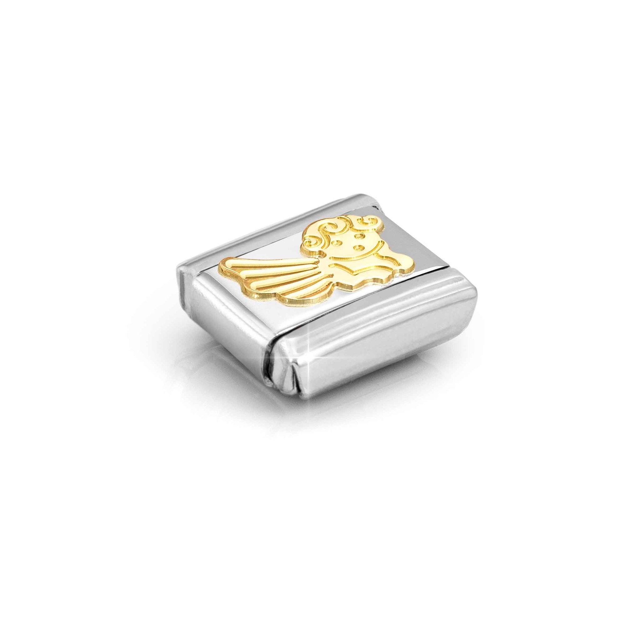 Nomination Composable Classic Charm Engel - Edelstahl, Gold 750 Gelbgold, diamantiert – Ansicht 3
