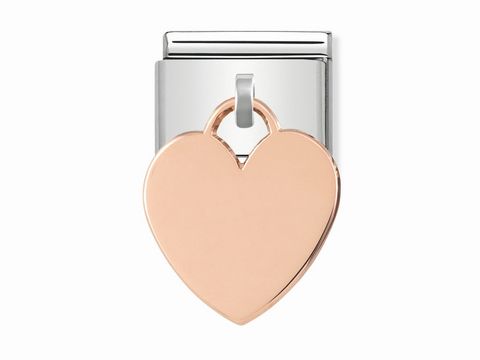 Classic Herz Anhänger von Nomination in Rosé, liebevoll gestalteter Anhänger in Herzform, ideal für persönliche Schmuckstücke, harmonisch kombiniert mit einem silbernen Träger.