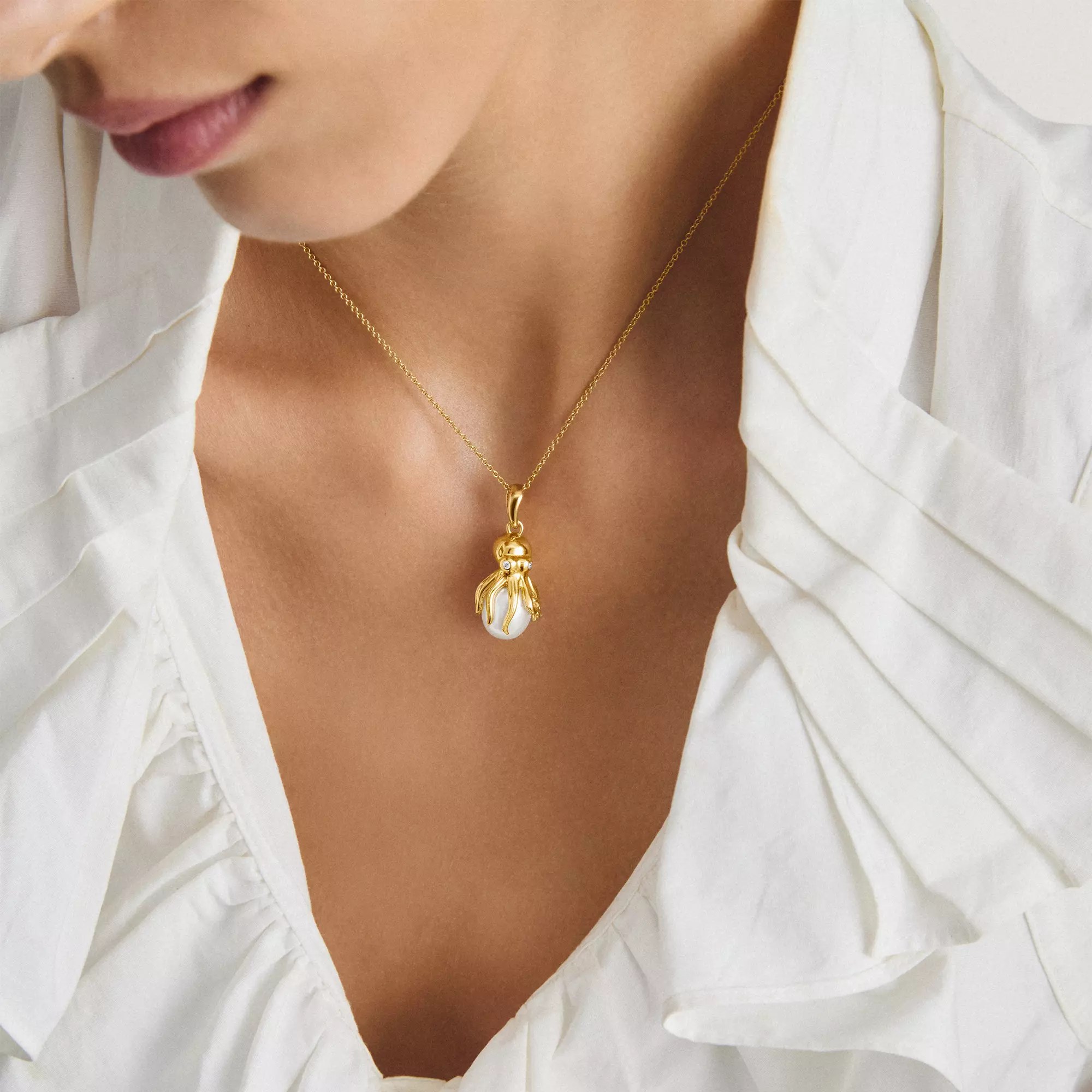 Thomas Sabo Anhänger Oktopus mit Perle – vergoldet – Ansicht 4