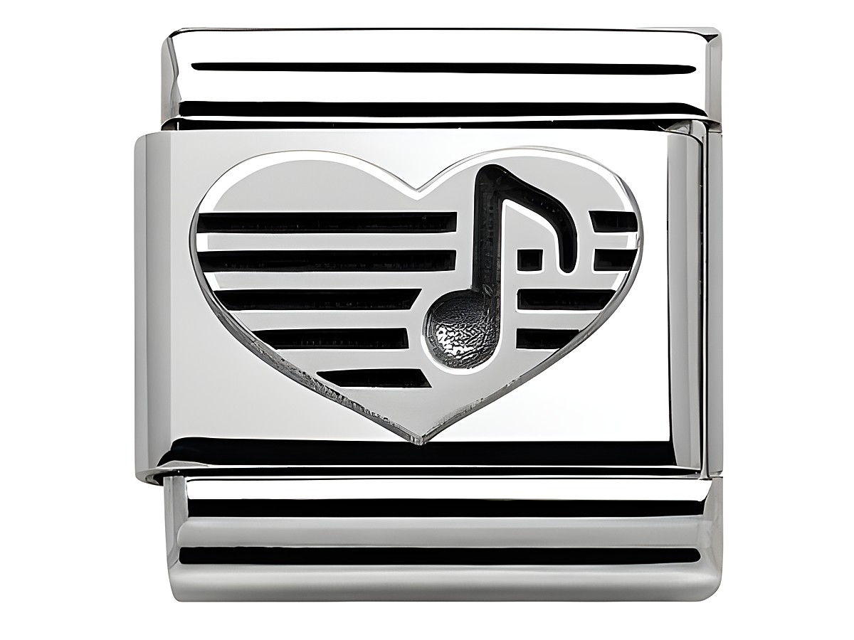 Herz mit Note aus Silber von Nomination SilverShine, elegant gestaltet mit musikalischen Noten auf einem glänzenden Hintergrund, ideal für stilbewusste Schmuckliebhaber.