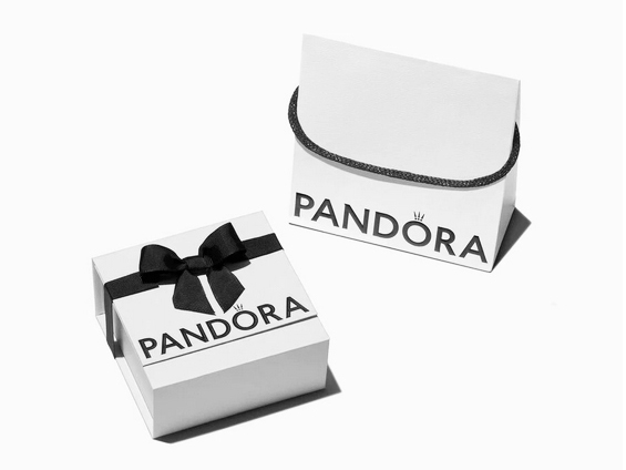 Pandora Premium Geschenk-Umverpackung in Weiß mit schwarzem Schleifenmotiv, 12 cm, Hersteller: Pandora, Neuheiten, ideal für stilvolle Geschenke.