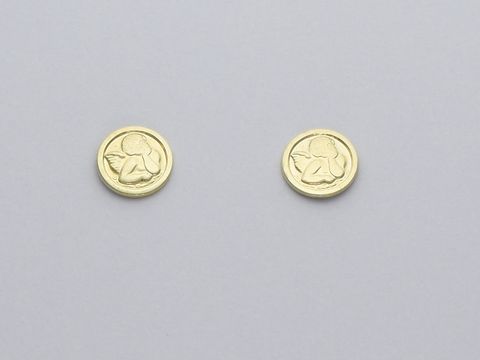 47345-0 Runde Gold Ohrringe aus 333 Gold mit Engel-Motiv von Juwelier Harnisch, stilvolle Stecker für jeden Anlass, elegant und zeitlos im Design.