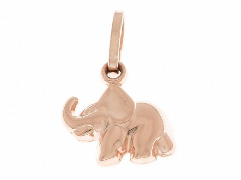Rosé vergoldeter Elefant als Anhänger aus sterling Silber, der als Glücksbringer dient, mit feinen Details und ansprechendem Design, ideal für Tierliebhaber und Schmuckliebhaber.