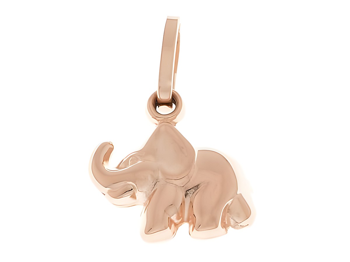 Rosé vergoldeter Elefant als Anhänger aus sterling Silber, der als Glücksbringer dient, mit feinen Details und ansprechendem Design, ideal für Tierliebhaber und Schmuckliebhaber.