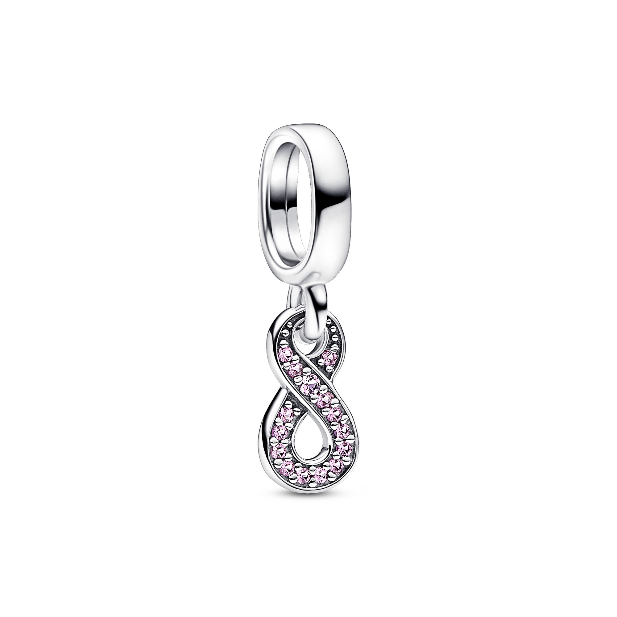 Pandora Funkelnder Unendlichkeits-Charm-Anhänger - Sterling Silber - Crystal Pink