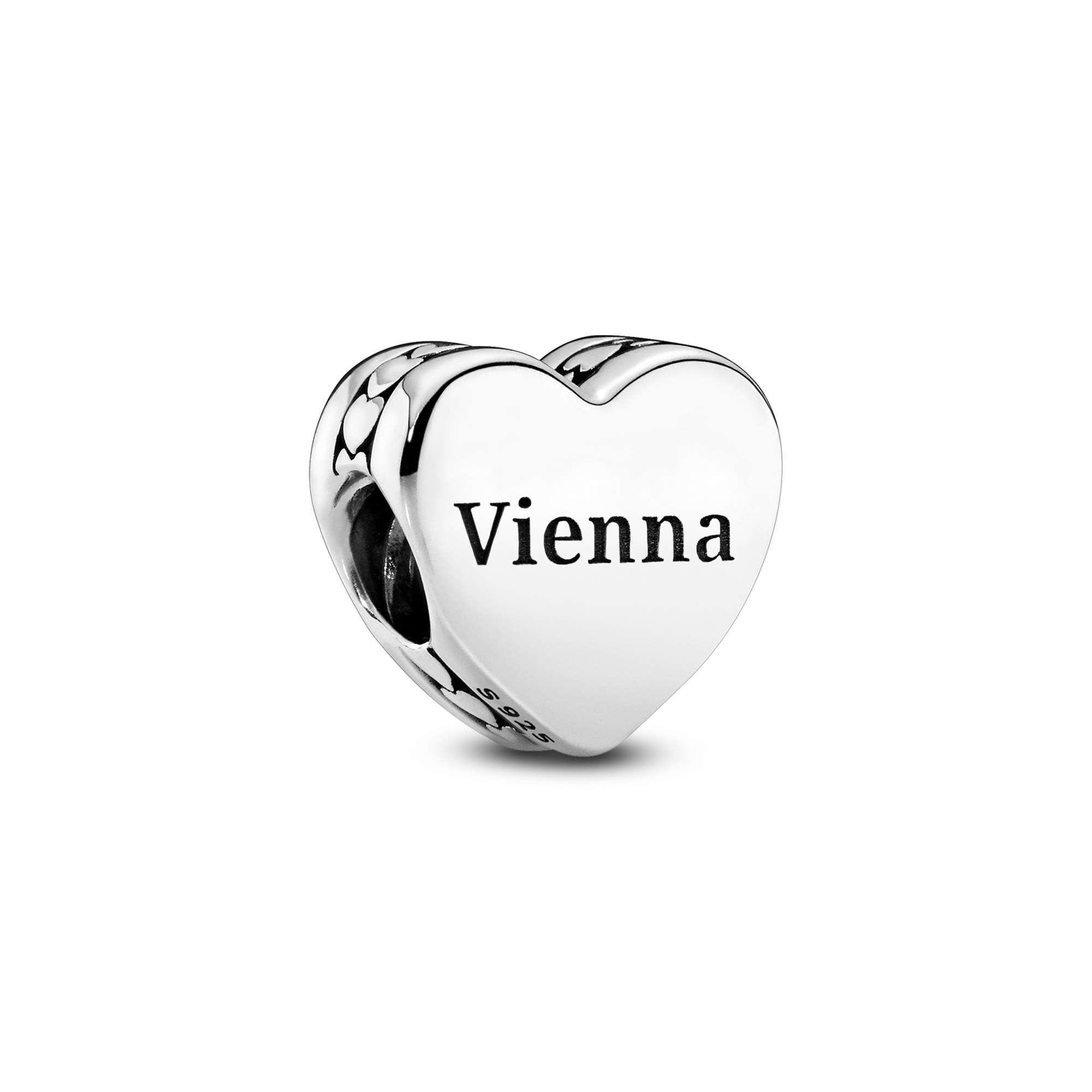 Pandora Herz - Skyline von Wien - Schriftzug Vienna - Sterling Silber