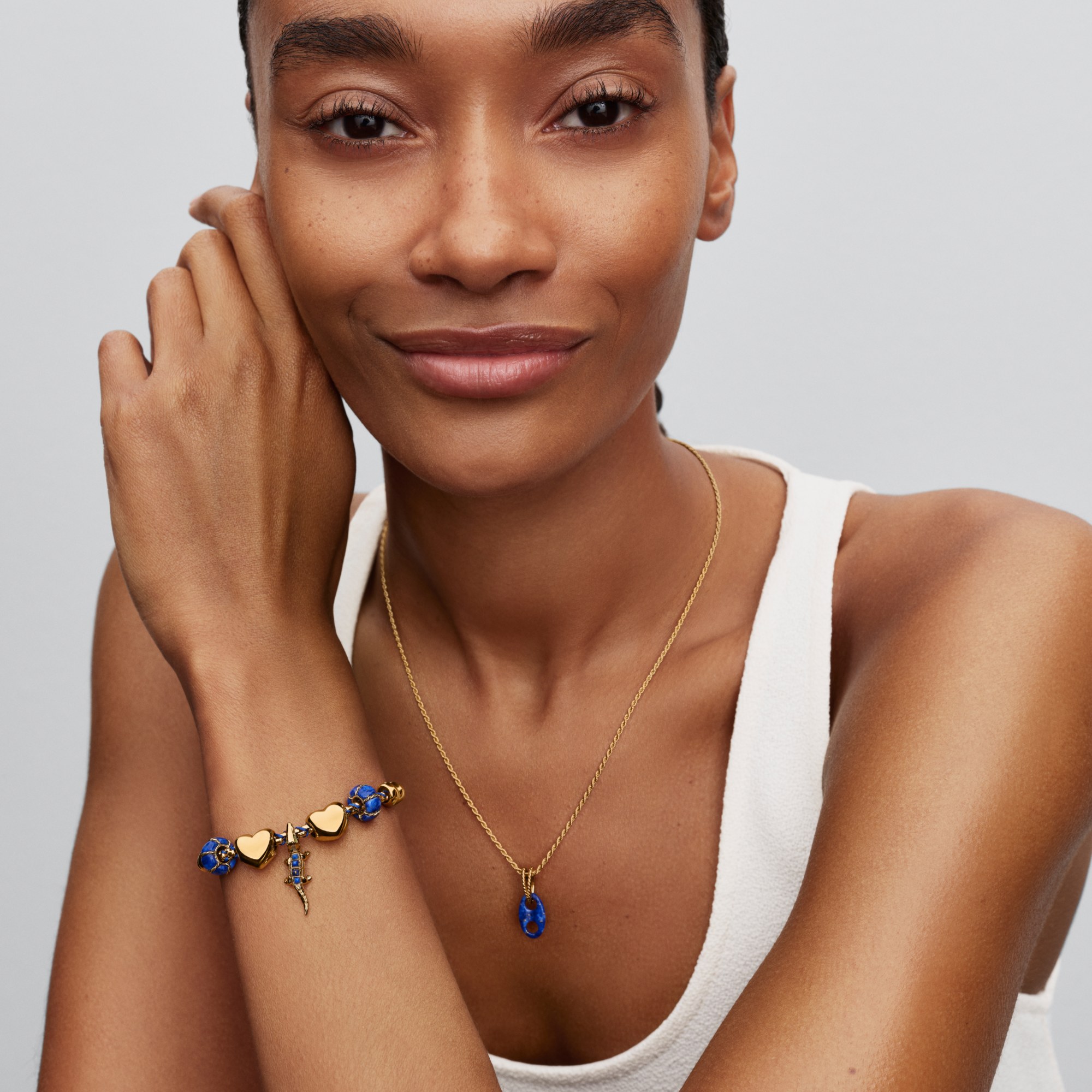 Pandora Alligator-Charm Steinmix - Blau - Gelbgold Vergoldung – Ansicht 4
