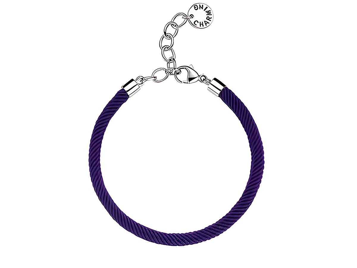Dunkellila Kordelarmband von Ti Sento aus Silber, individuell verstellbar von 18 bis 22 cm, elegantes und modernes Design für einen stilvollen Look.