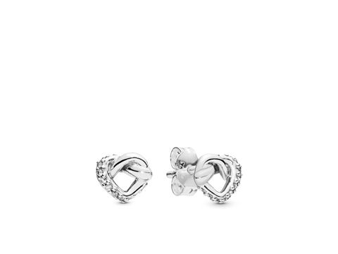 Geknüpfte Herz Silberohrringe von Pandora, aus hochwertigem Silber gefertigt, mit einem eleganten Design und funkelnden Details, perfekt für den Alltag oder besondere Anlässe.