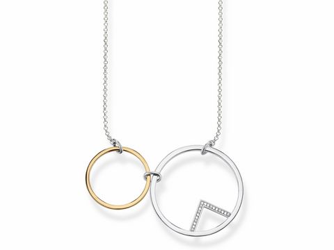 Schmuckstück von Thomas Sabo, KE1753-414-7-L55v Kette mit zwei Kreisen, einer in Silber und einer in Gold, kunstvoll gestaltet, Länge ca. 50 cm, perfekt für stilvolle Anlässe.