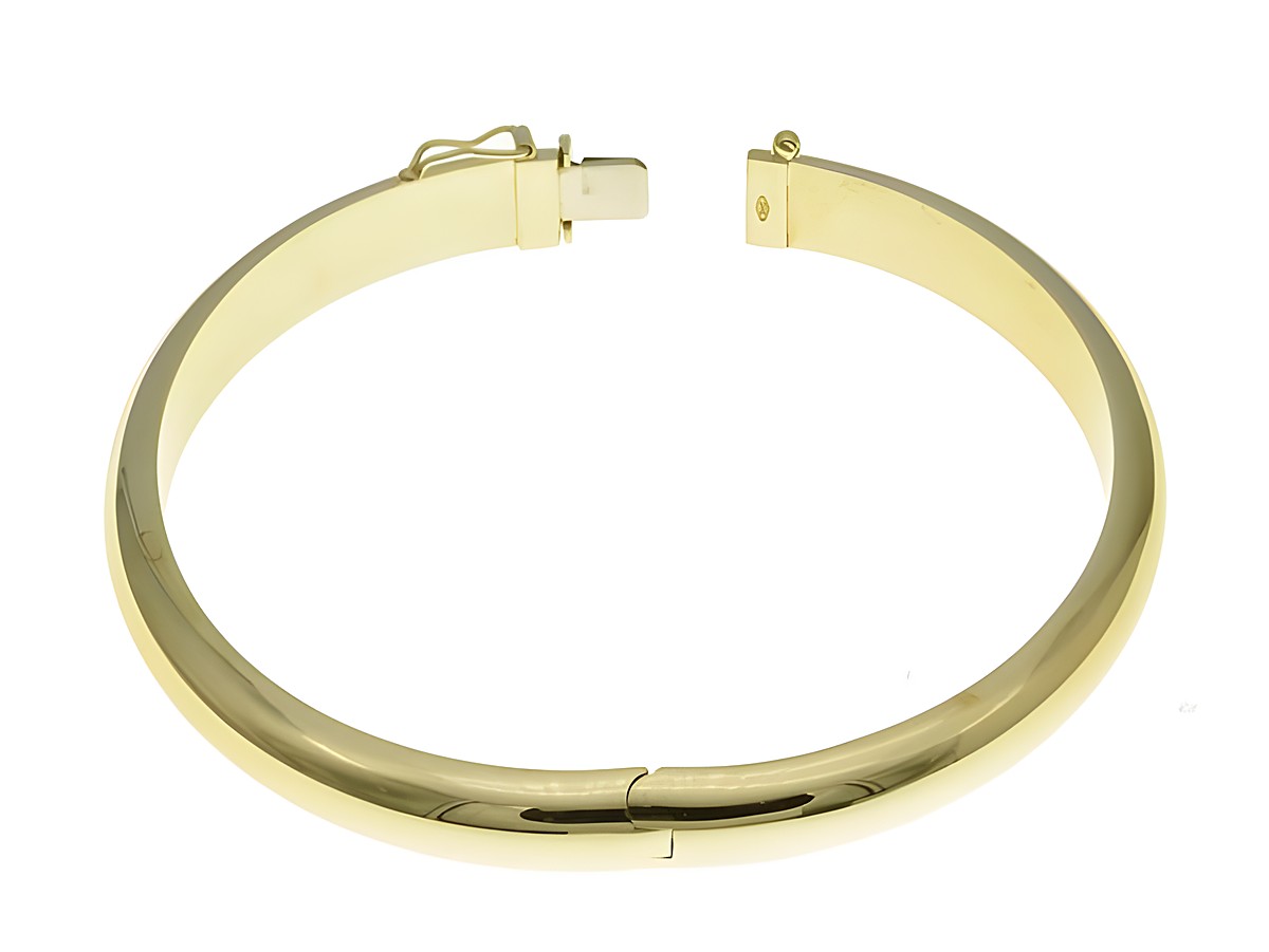 Schlichte Gold Armreifen 585 mit einer Länge von 20 cm, opulentes Design, Hersteller Juwelier Harnisch, glänzende Oberfläche für eleganten Stil.