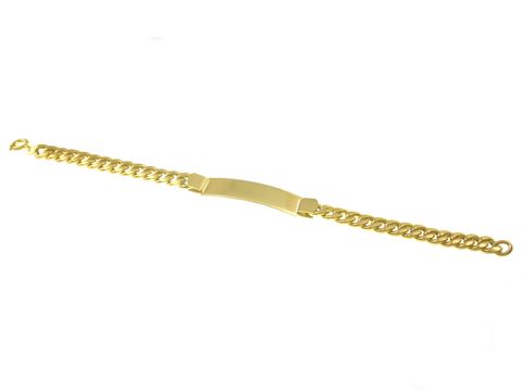 43040-0 Schönes Gold Armband mit Gravurplatte von Juwelier Harnisch, ideal für individuelle Gravuren, Länge 21,5 cm, hochwertiges Design und ansprechender Glanz.