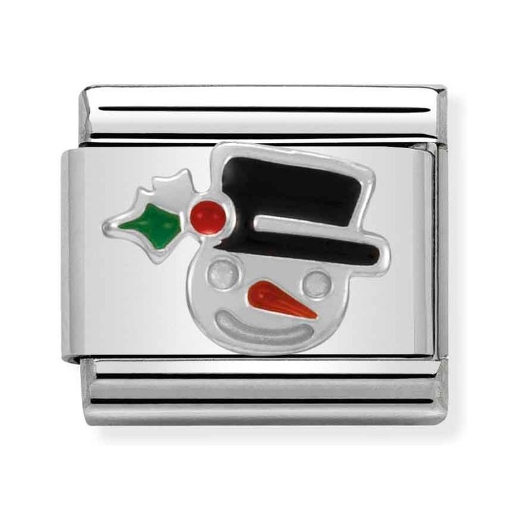 Nomination Composable Classic Charm Schneemann - Edelstahl, Silber 925, Emaille