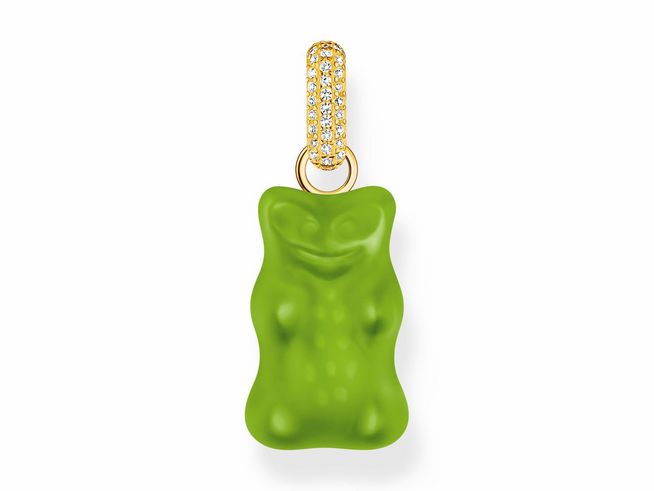 Thomas Sabo PE967-414-6 Anhänger in Form eines grünen Gummibärchens mit funkelndem Zirkonia-Verzierung und einem vergoldeten Anhänger, ideal für jeden Schmuckliebhaber.