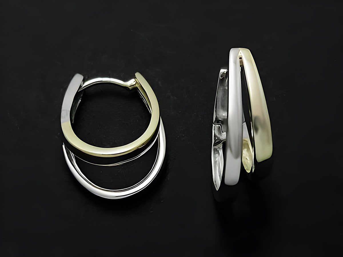 Silber Ohrringe Creolen bicolor modisch bis 25 mm von Juwelier Harnisch, elegant und vielseitig, ideal für jeden Anlass.