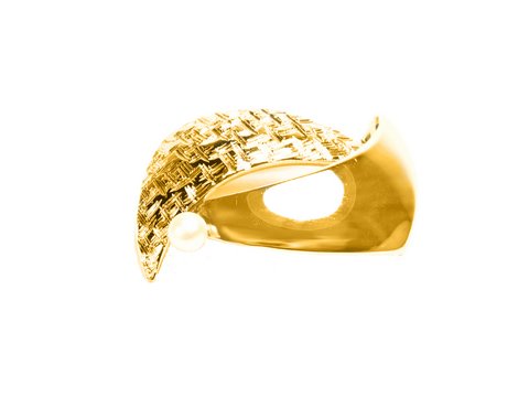 60393-0 Vergoldete Brosche City 35x22mm Quadrat mit Zuchtperle von Juwelier Harnisch, elegant und stylisch, ideal für den besonderen Anlass.